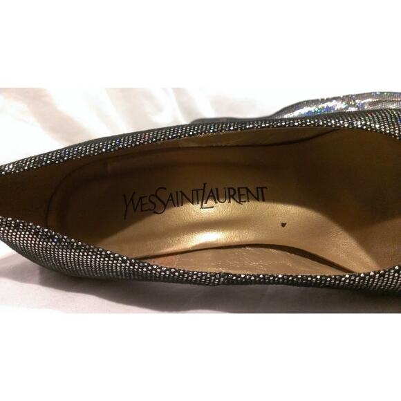YVES SAINT LAURENT BLACK SILVER MIRRORED HEELS - 35.5, US 5.5 - Picture 4 of 6